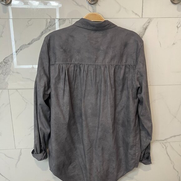 Gray, Collard, Oversized, SMALL, Shirt - Picture 2 of 3